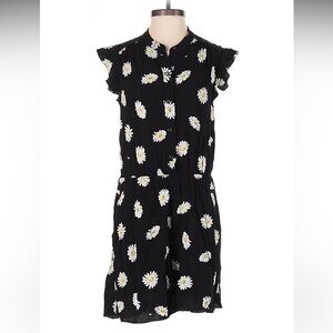 KATE SPADE CREPE BLACK WHITE DAISY FLUTTER SLEEVE ROMPER JUMPSUIT spring summer